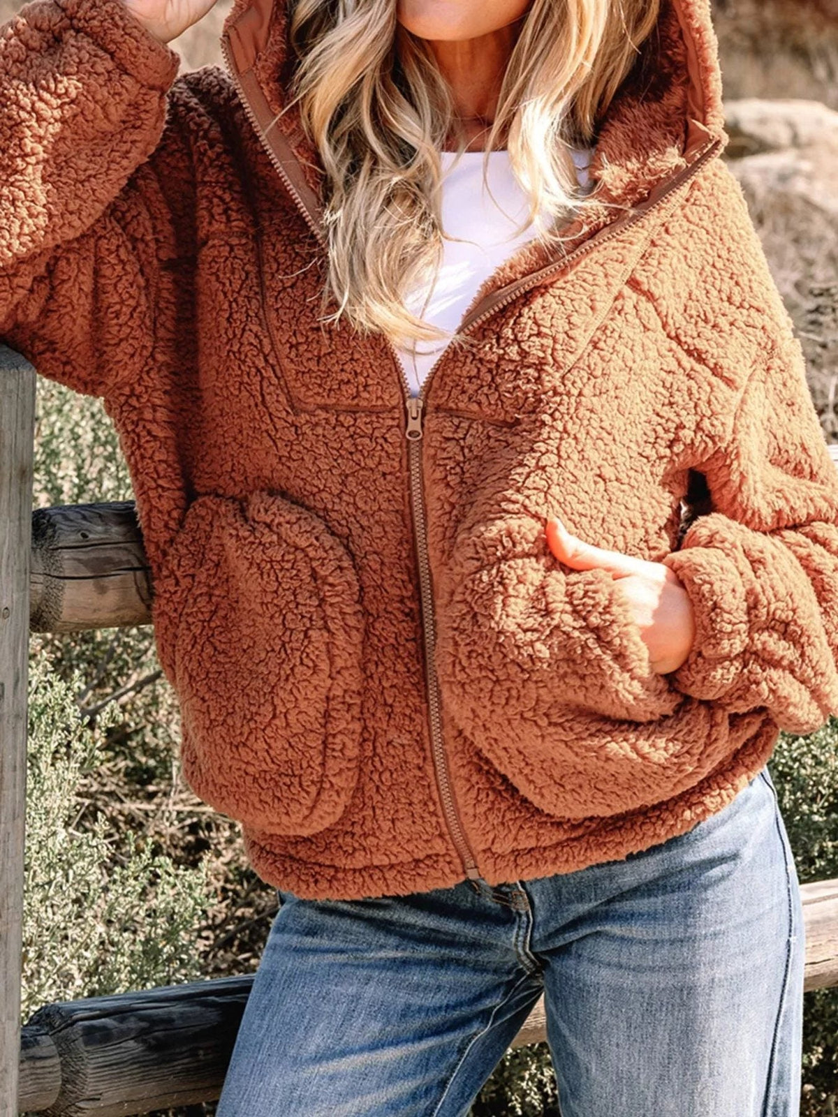 Dulcie oversized teddy zip-up jacket, view 5