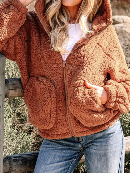 Dulcie oversized teddy zip-up jacket, view 5