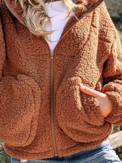 Dulcie oversized teddy zip-up jacket, view 7