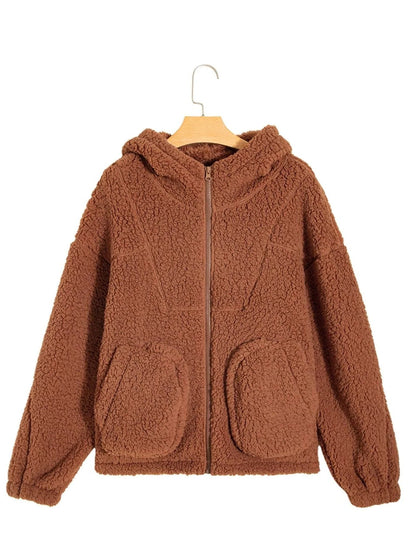 Dulcie oversized teddy zip-up jacket, view 8