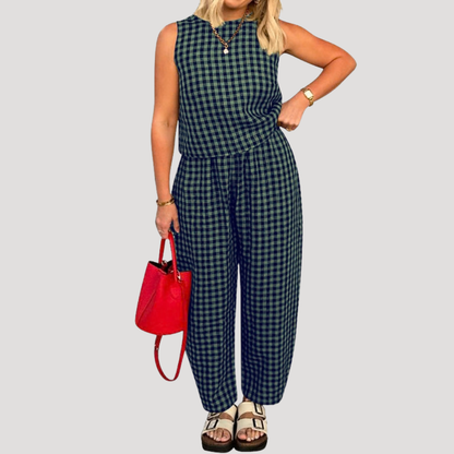 Sleeveless top and trouser set for women