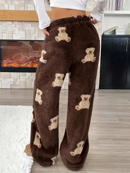 Ilse teddy-print wide-leg lounge pants, view 3