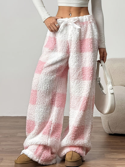 Lowri heart-print wide-leg fleece lounge pants for women