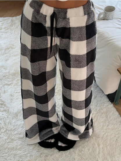 Lowri heart-print wide-leg fleece lounge pants, view 8
