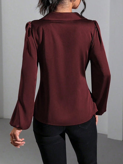 Long sleeve wrap blouse, view 2
