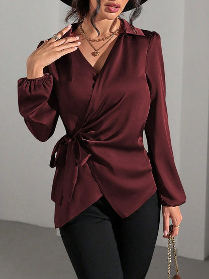 Long sleeve wrap blouse, view 3