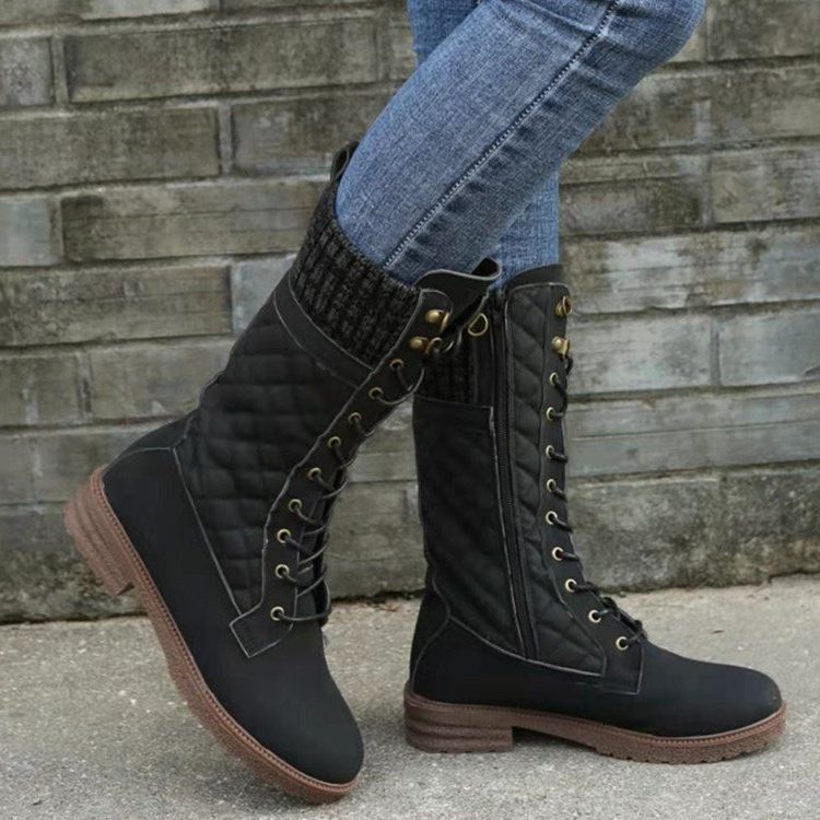 Dagny quilted lace-up winter boots, view 3
