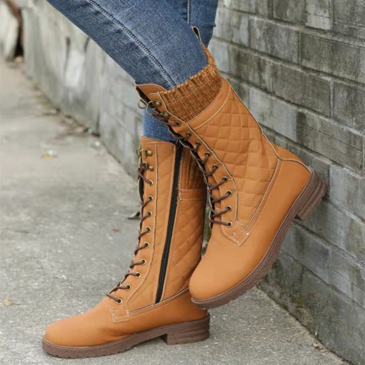 Dagny quilted lace-up winter boots, view 4