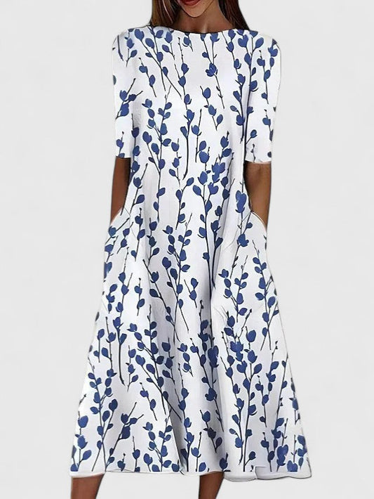 Elmira | Floral Midi Summer Dress with Pockets