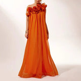 Annora orange evening maxi dress, front view