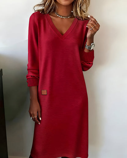 Knit midi dress showing long sleeve