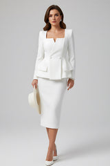 Ariselle square-neck blazer and skirt set for women