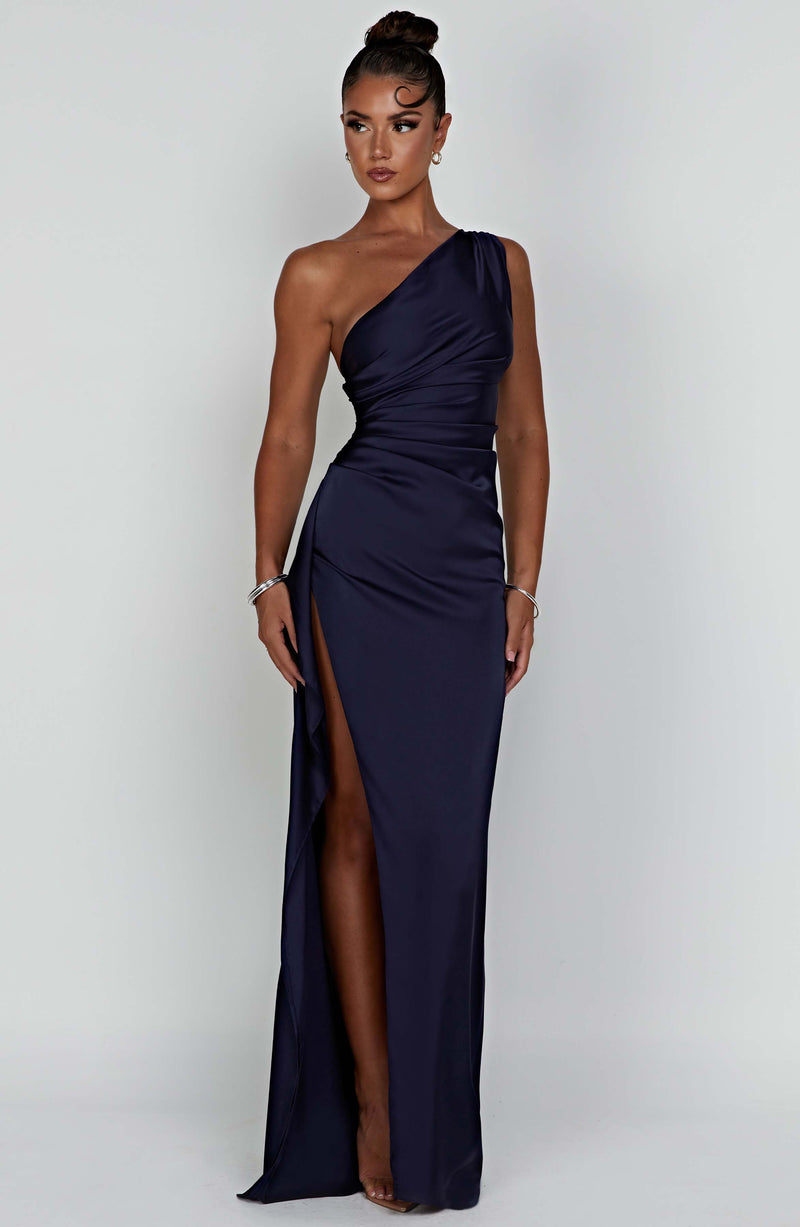 Saffira | Wedding Guest Satin One Shoulder Bodycon Dress