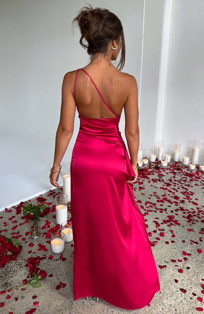 Saffira | Wedding Guest Satin One Shoulder Bodycon Dress