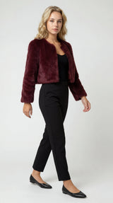 Faux fur cropped shrug jacket for women