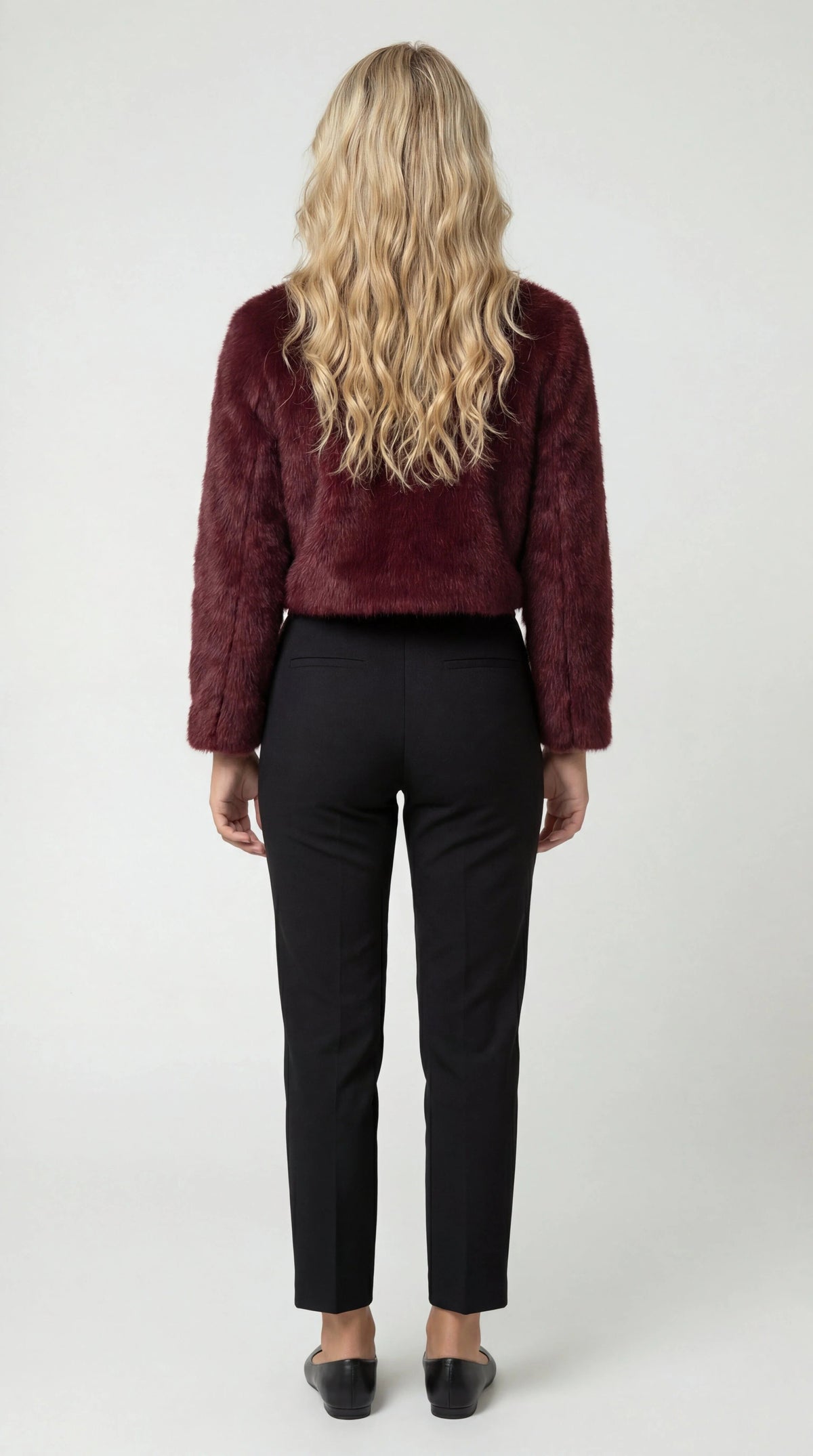 Faux fur cropped shrug jacket for women view 3