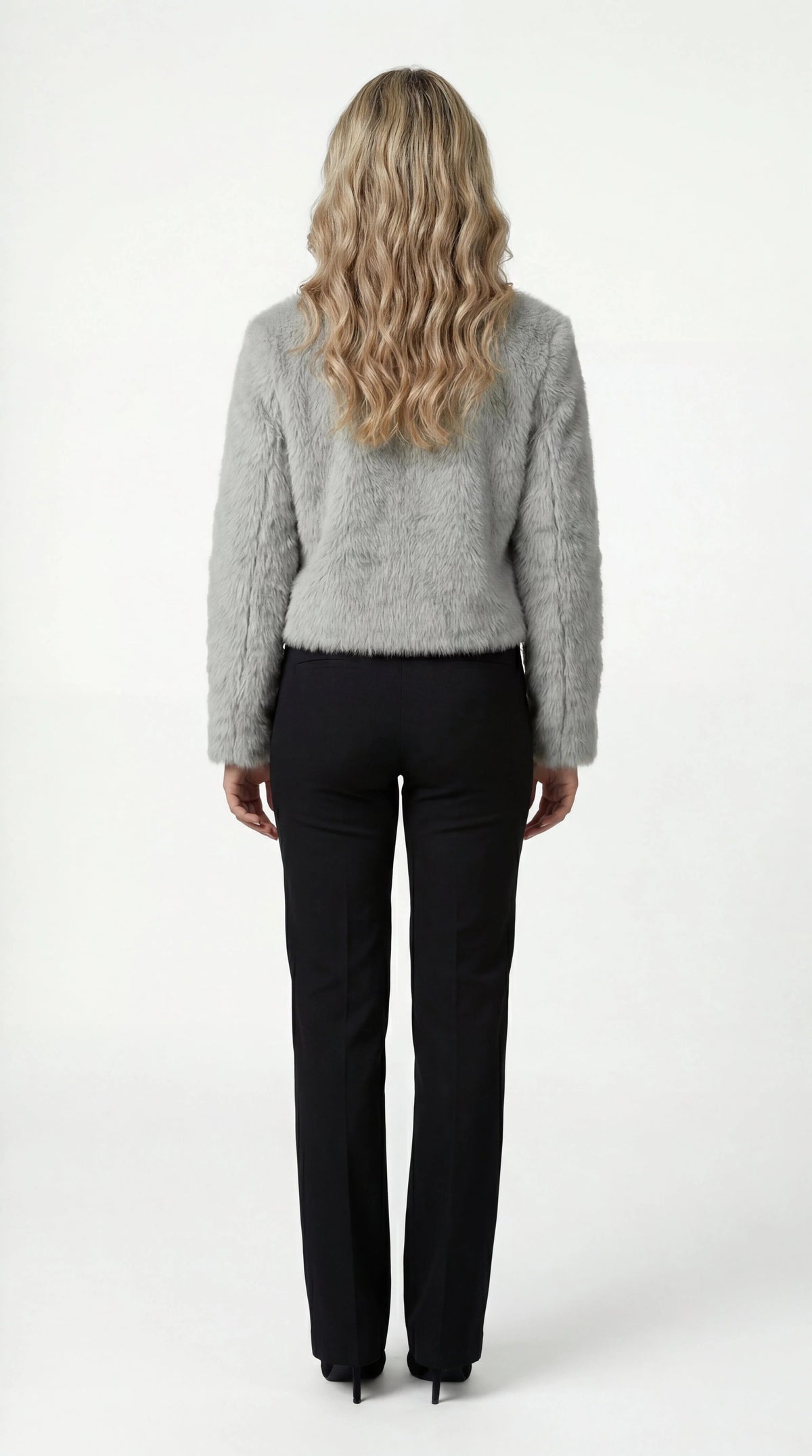 Faux fur cropped shrug jacket for women view 7