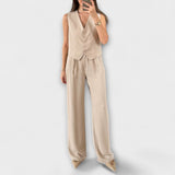 V-neck vest and trouser set for women
