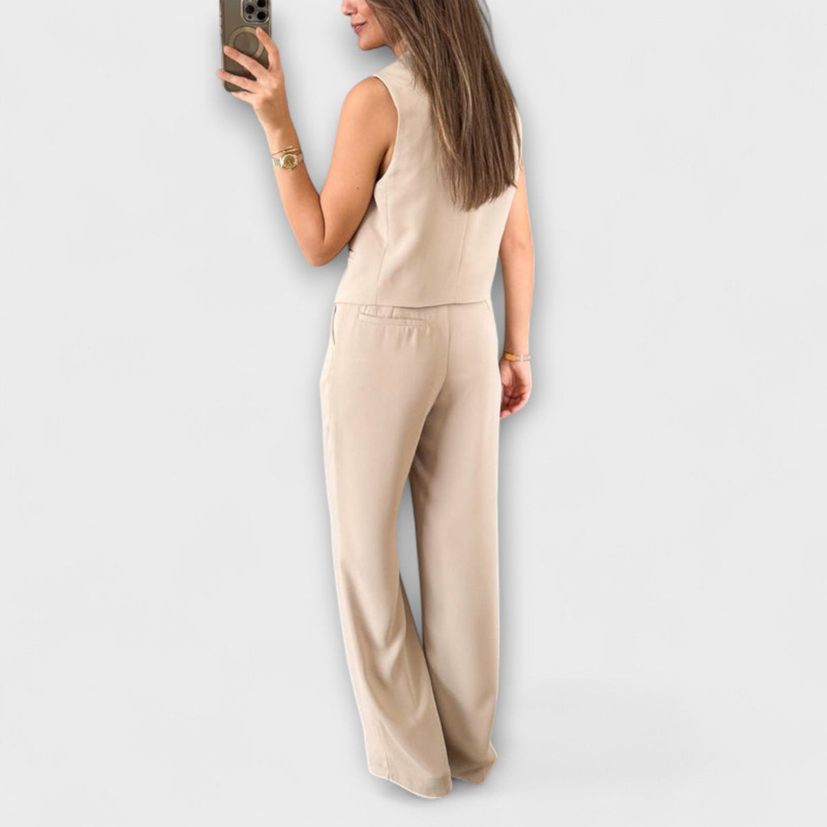 V-neck vest and trouser set for women view 5