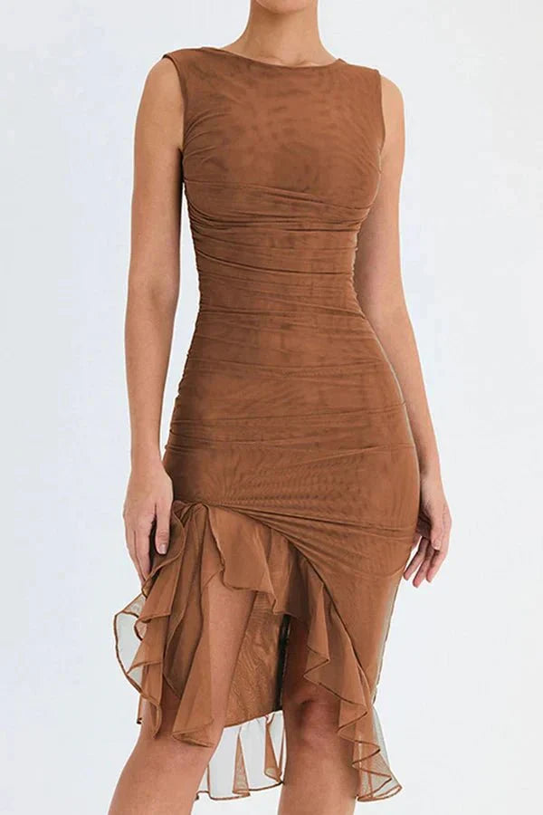 Morgan | Ruched Midi Wedding Guest Dress