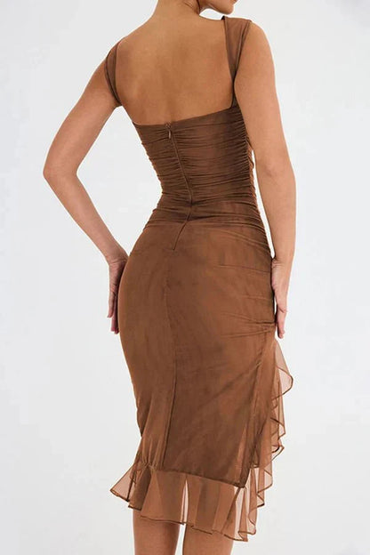 Morgan | Ruched Midi Wedding Guest Dress