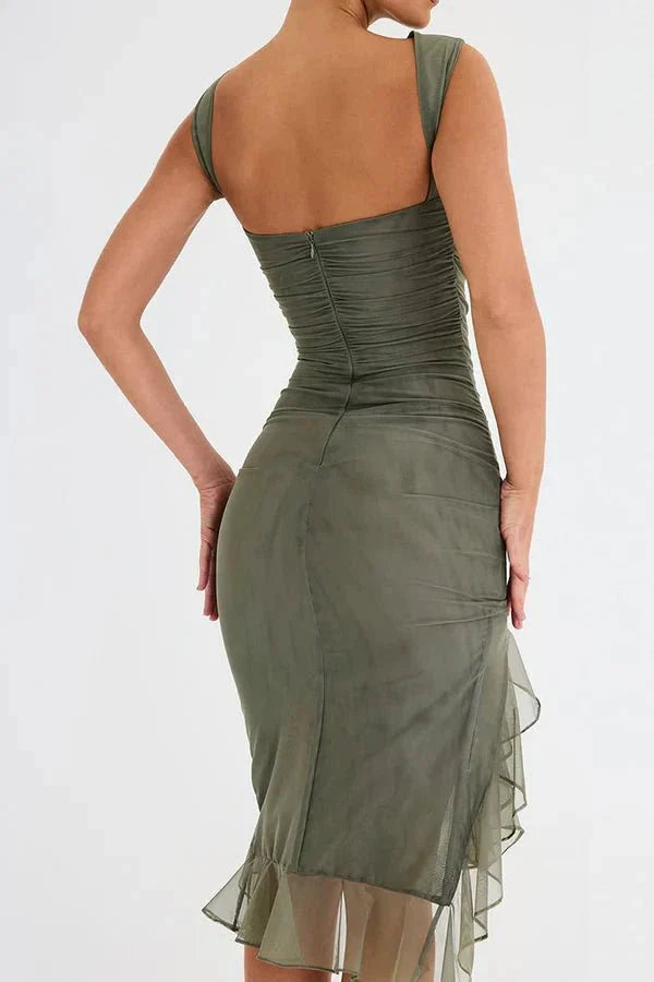 Morgan | Ruched Midi Wedding Guest Dress