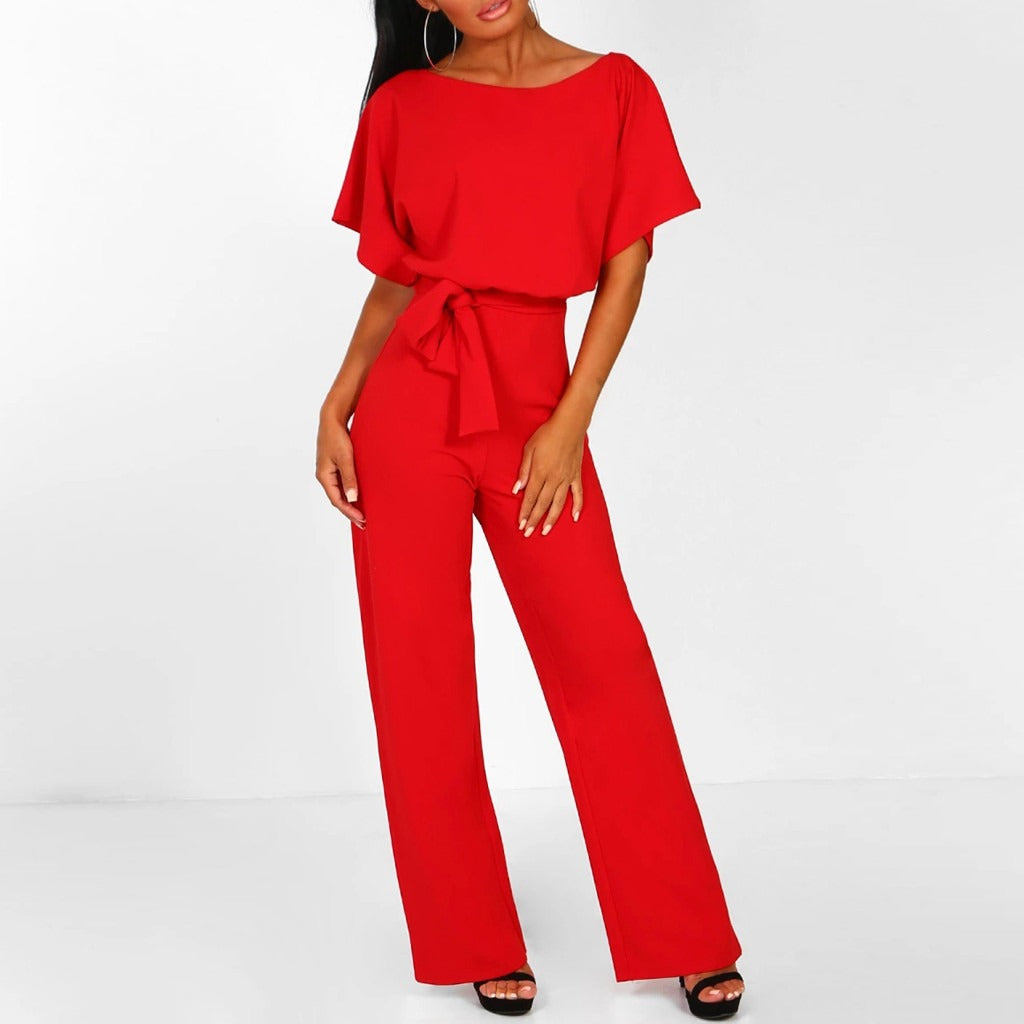 Delphinia | Belted Wide-Leg Jumpsuit