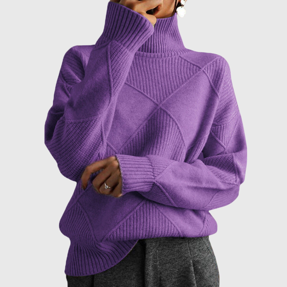 Geneva | Geometric Turtleneck Sweater