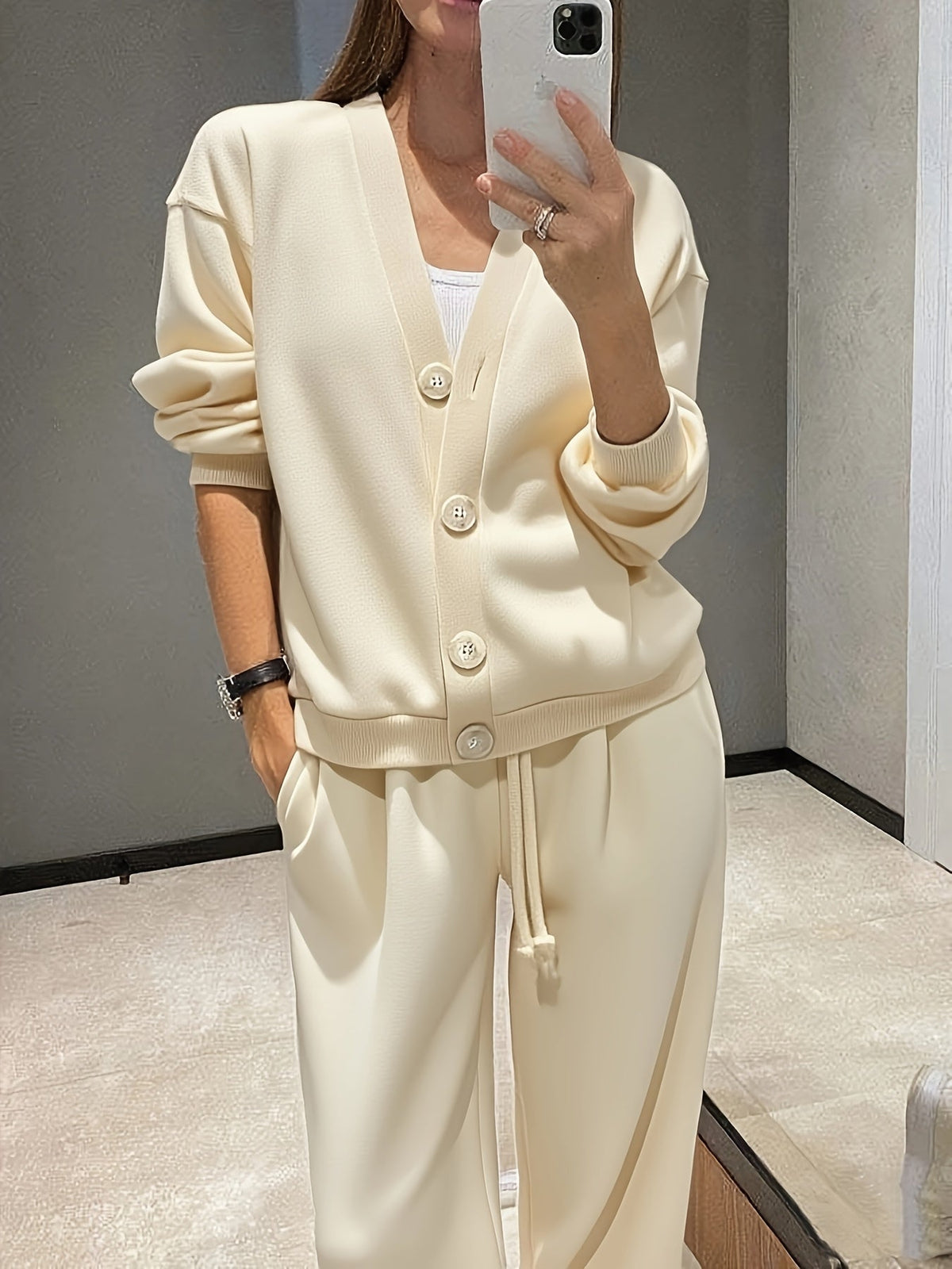 Corenne | Soft Button-Front Jacket and Pants Set