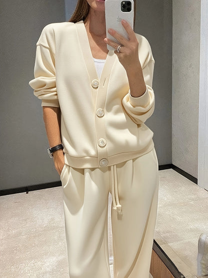 Corenne | Soft Button-Front Jacket and Pants Set