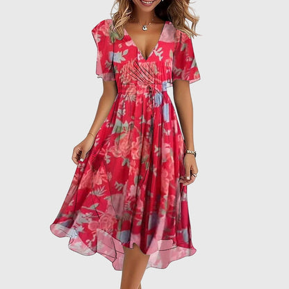 Calista | Summer Midi Dress Wrap V Neck