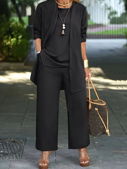 Marietta | Long Vest, Fitted Top & Tailored Trouser Set
