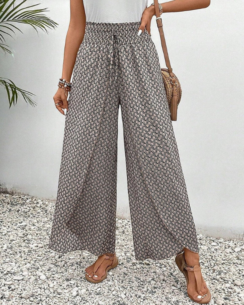 Olivia | Wide Leg Flowy Printed Pants