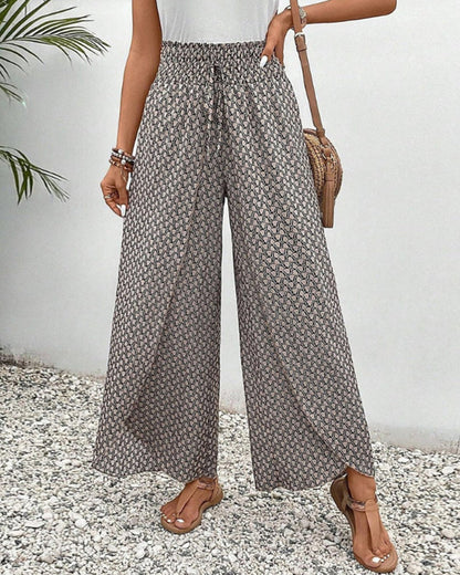 Olivia | Wide Leg Flowy Printed Pants