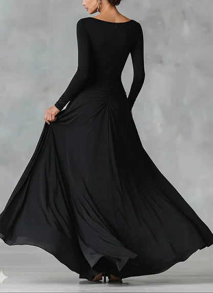 Black long sleeve maxi dress, view 4