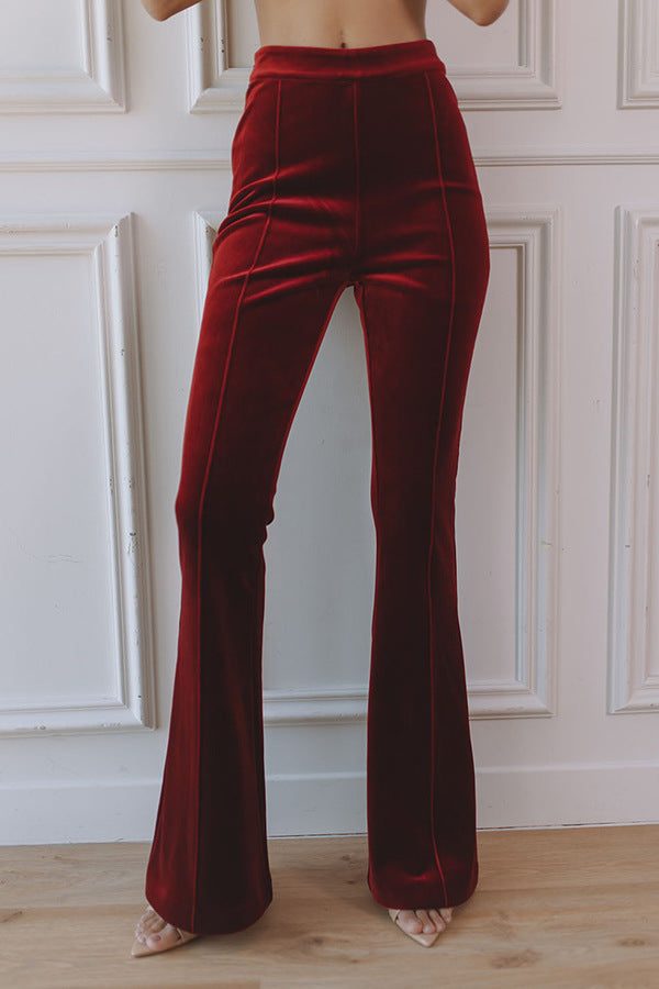 Velvet blazer and flare trouser set for women view 5