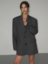 Oversized button blazer for women