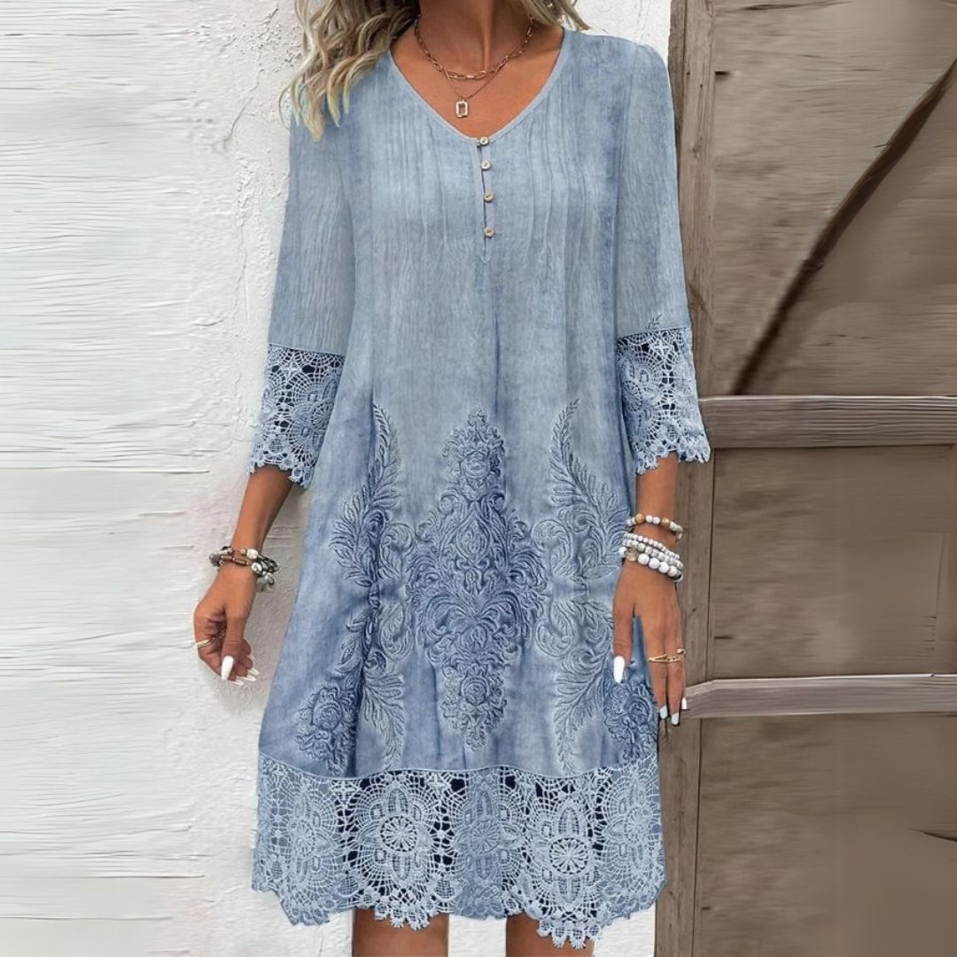 Embria | Embroidered Floral Midi Dress