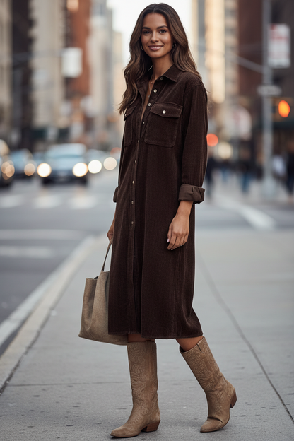 Relaxed double-pocket midi dress for women view 2