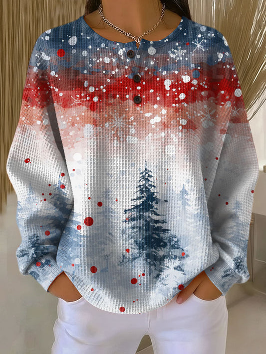 Christmas print knit sweater for women