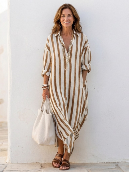Striped long sleeve shirt dress