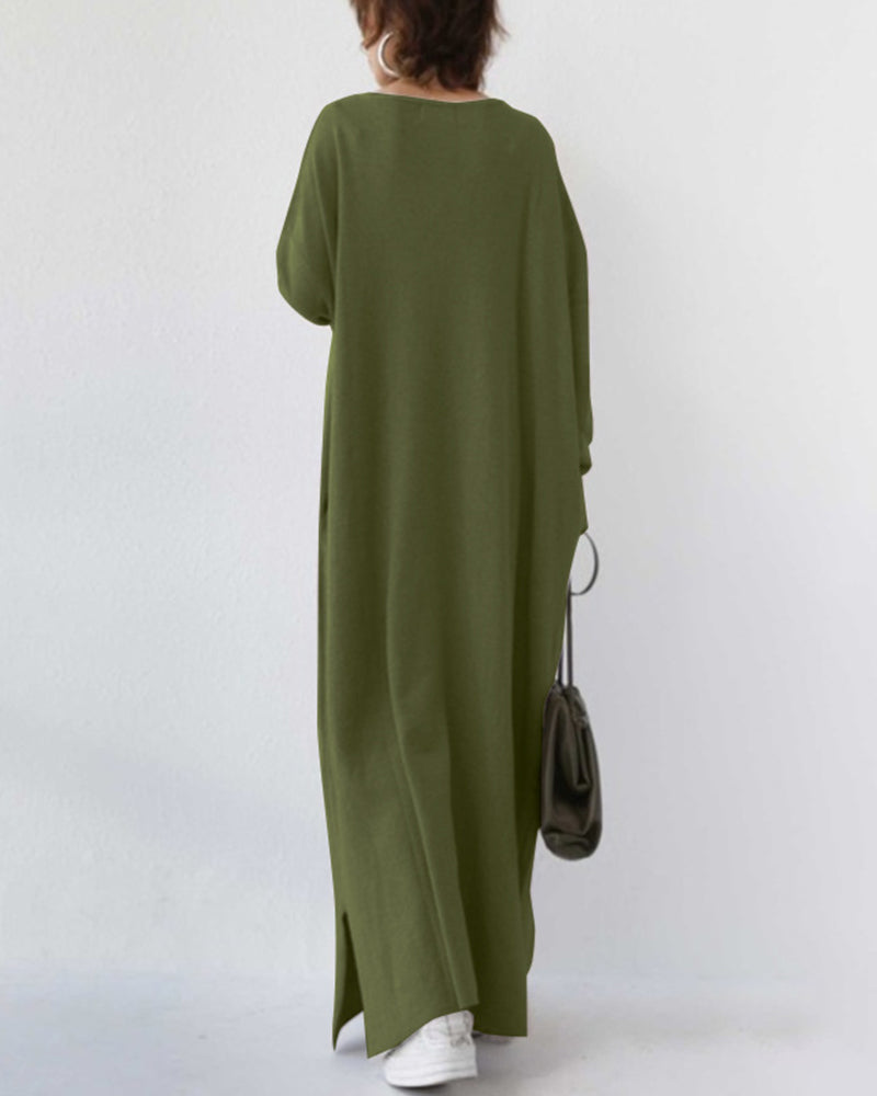 Oversized long sleeve maxi dress, full-length view