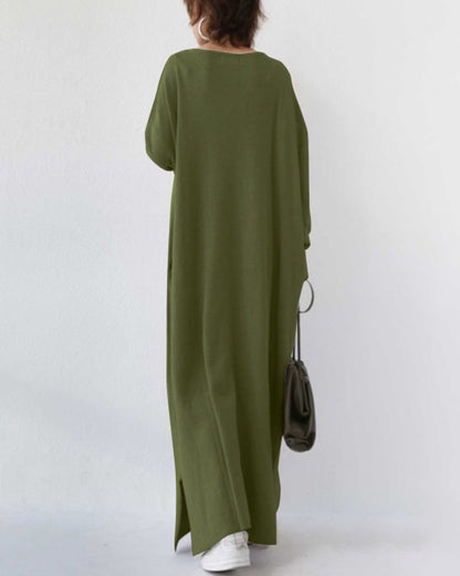 Oversized long sleeve maxi dress, full-length view