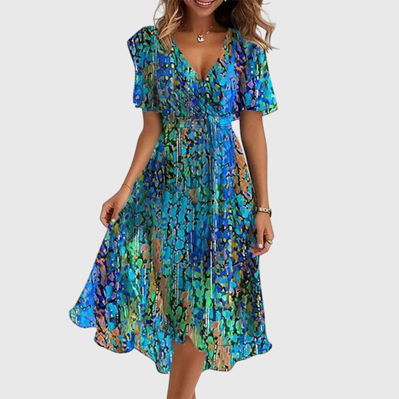Calista | Summer Midi Dress Wrap V Neck