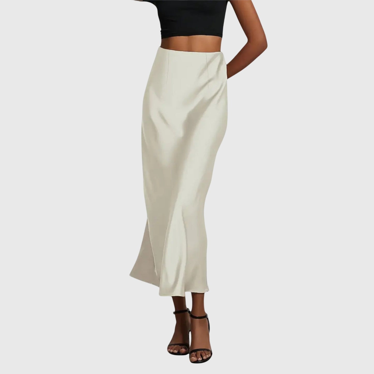 Fishtail skirt in white, front view