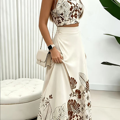 Halter top and high-waist skirt set, additional view