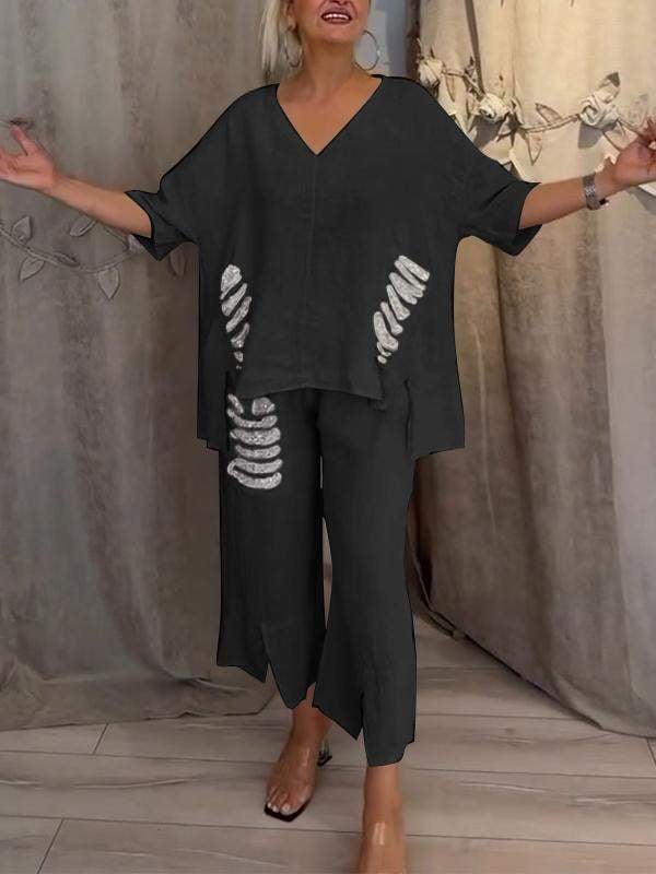 Sutton | Draped Top & Wide Leg Summer Set