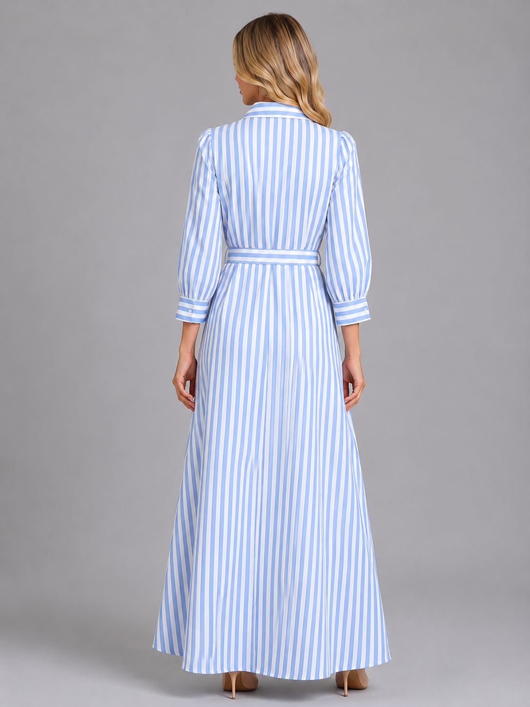 Striped shirt maxi dress, view 2
