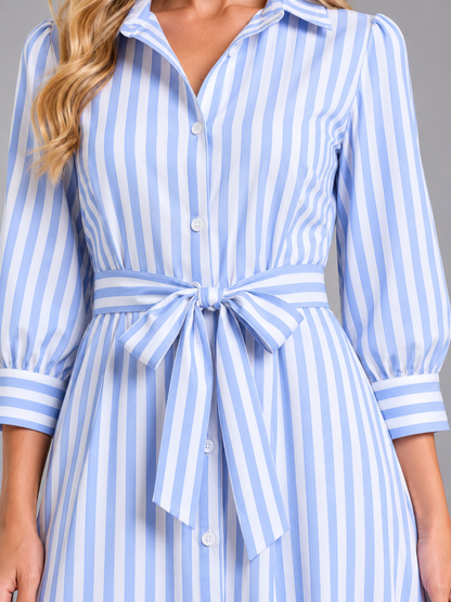 Striped shirt maxi dress, view 3