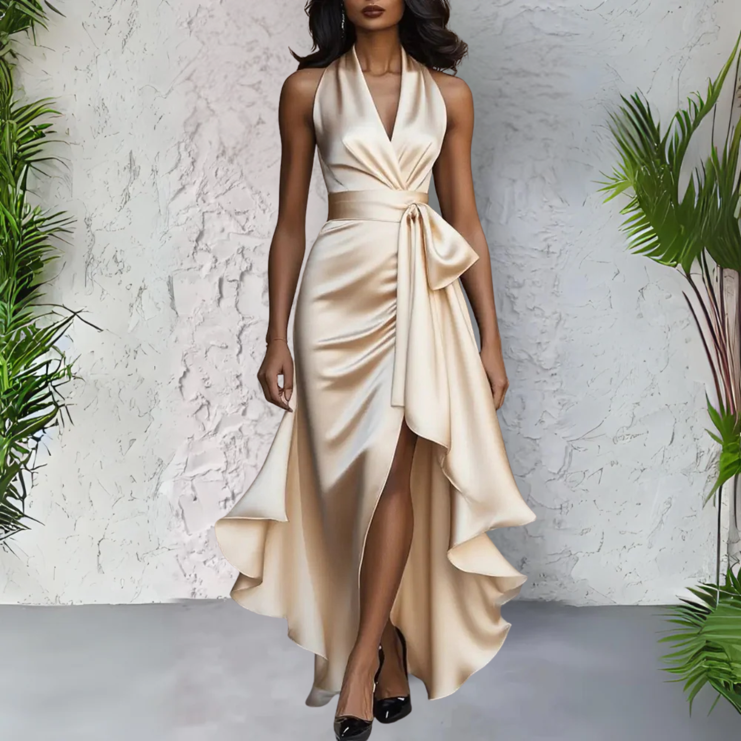 Calliandra | Halter Neck Maxi Dress